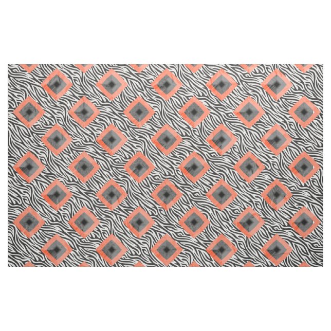 Orange Schwarz-weiße Diamantmuster Stoff (Yard (91,4 cm))