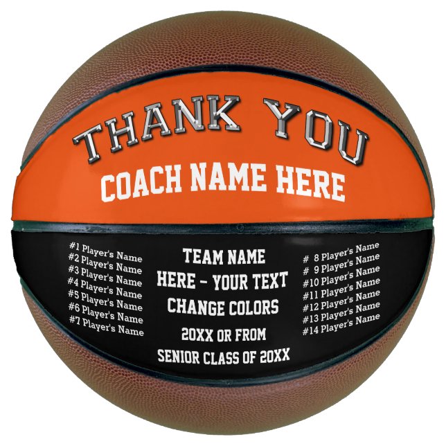 Orange Schwarz-weiße Personalisierte Basketballs (Vorderseite)