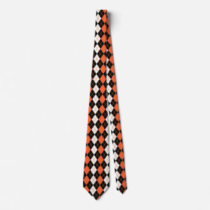 Orange Schwarz-weiße Raute Diamond Design Krawatte