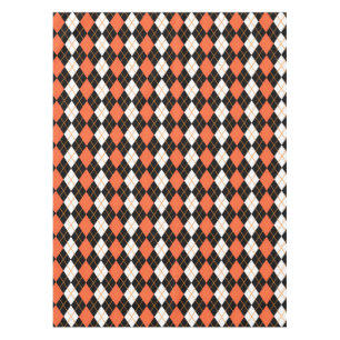 Orange Schwarz-weiße Raute Diamond Design Tischdecke