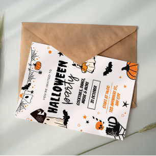 Orange-Schwarze Halloween-Party-Einladung Einladung