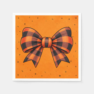 Orange-schwarze Karo-Schleifen-Halloween-Serviette Serviette
