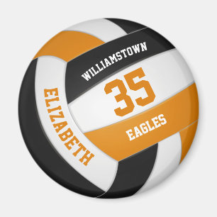 Orange schwarze Mannschaft farbig Jungs Volleyball Magnet