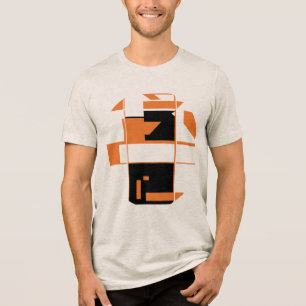 Orange Schwarze MCM inspirierte geometrische Abstr Tri-Blend Shirt