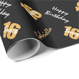Orange schwarze personalisiertes geschenkpapier