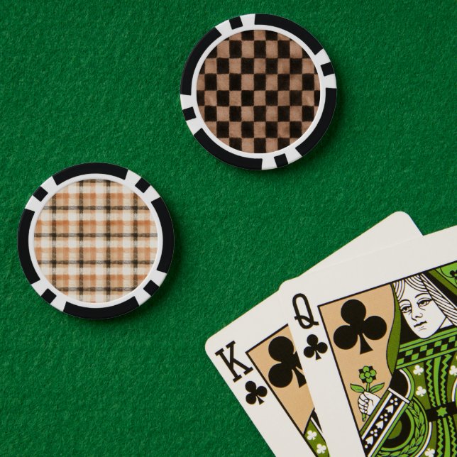Orange Schwarze Quadrate   Pokerchips (Pokertisch (doppelt))