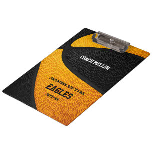 orange schwarze Teamfarben Basketball-Trainername Klemmbrett