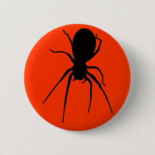 Orange schwarzer gruseliger Spinnen-Knopf Button