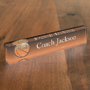 Orange Schwarzes des Basketballs verblassen Namensplakette