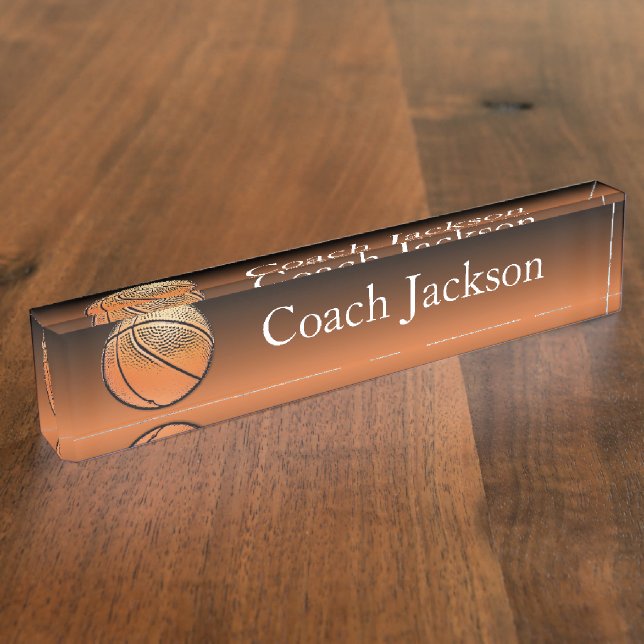 Orange Schwarzes des Basketballs verblassen Namensplakette (Seite)