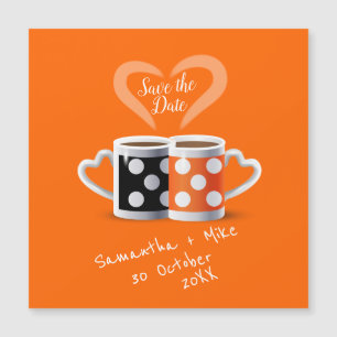 Orange + Schwarzes Kaffee Farbdesign Termin vormer Magnetkarte