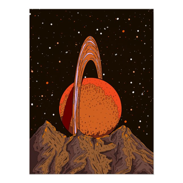 Orange Science Fiction Planet Poster (Vorderseite)