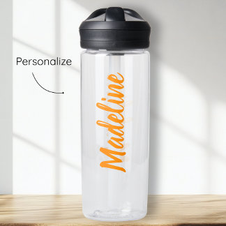 Orange Script-Individuelle Name Trinkflasche