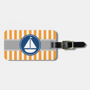 Orange SeeSegelboot-Streifen Gepäckanhänger