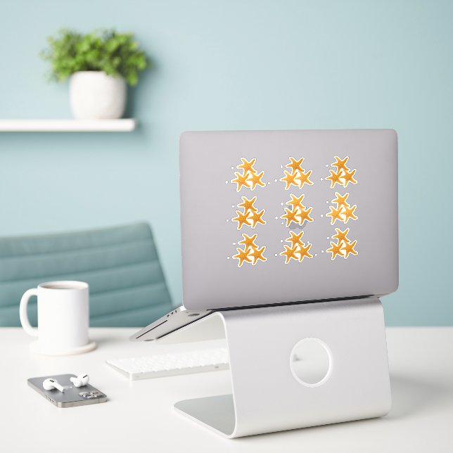 Orange Seesterne Ausschnitt-Aufkleber Aufkleber (Laptop auf Schreibtisch)