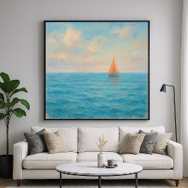 Orange Segelboot-Reise - Pastell-Malstil-Kunst Poster