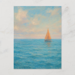 Orange Segelboot-Reise - Pastell-Malstil-Kunst Postkarte