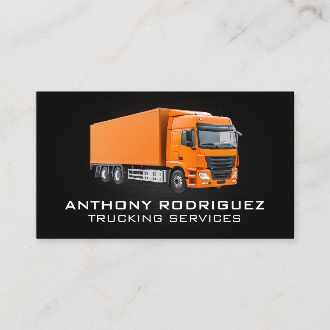 Orange Semi Truck | Logistiktransport Visitenkarte (Vorderseite)