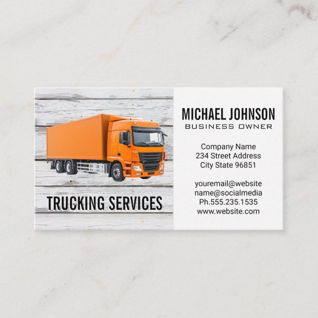 Orange Semi Trucking Services Bau Visitenkarte (Vorderseite)