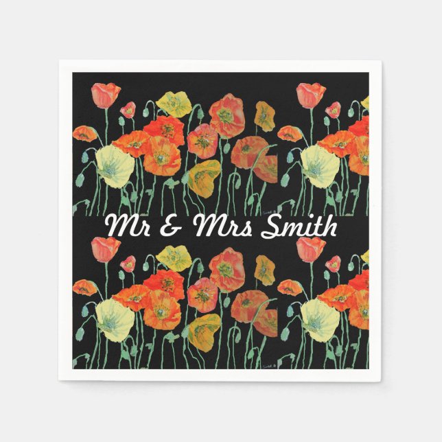 Orange Shabby Poppy Dekoration Serviette Napkins B (Vorderseite)