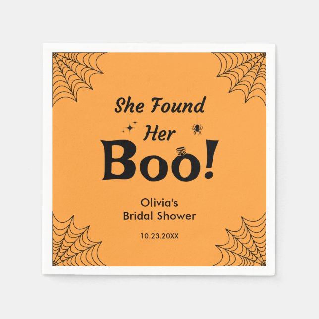 Orange She fand ihr Boo Halloween Brautparty Serviette (Vorderseite)