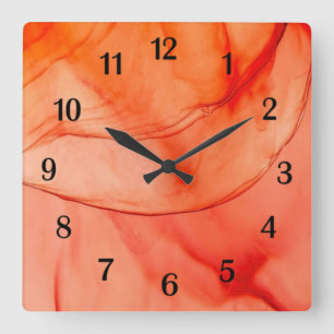 Orange Sherbet Quadratische Wanduhr