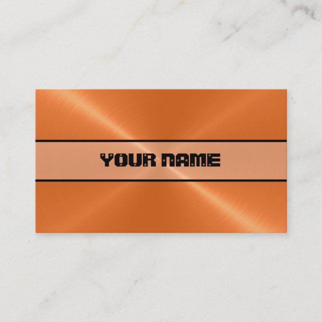 Orange Shiny Stainless Steel Metal Visitenkarte (Vorderseite)