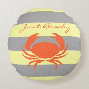 Orange Sie Crabby am Strand? Rundes Kissen