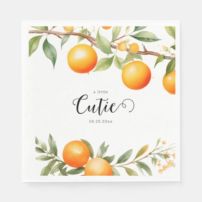 Orange Sie ein wenig Süsse Baby Dusche Napkins Serviette (Vorderseite)