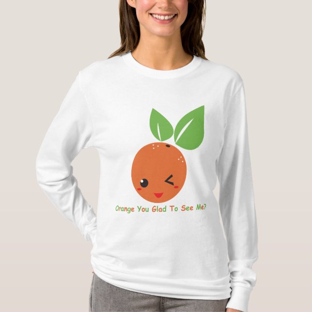 "Orange Sie frohe" lange Hülse T-Shirt (Vorderseite)