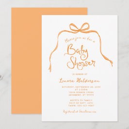 Orange Simple Bow Baby Shower Einladung