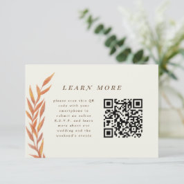 Orange Simple Branch Wedding Information Enclosure Save The Date