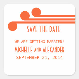 Orange Simple Deko Chic Save the Date Stickers