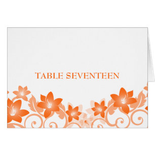 Orange Simple Floral Tischnummer Card
