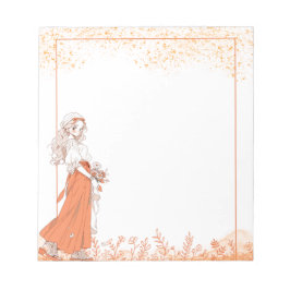 Orange Simple Niedlich Anime Boho Notepad Notizblock