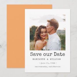 Orange Simple SQUARE Foto Hochzeit speichern Sie d Save The Date