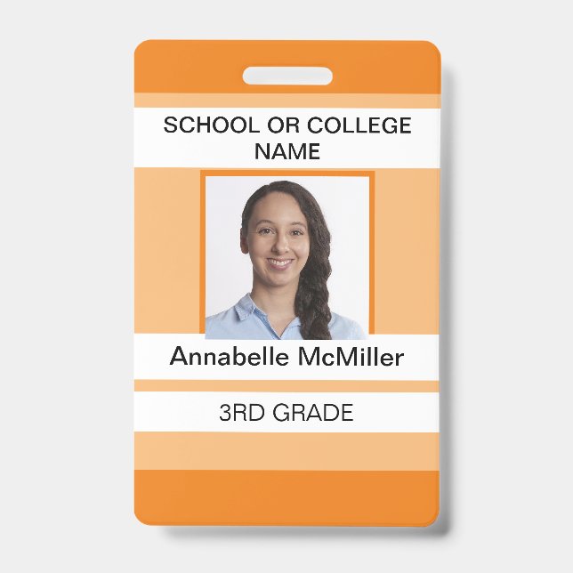 Orange Simple Teacher Ausweis (Vorderseite)