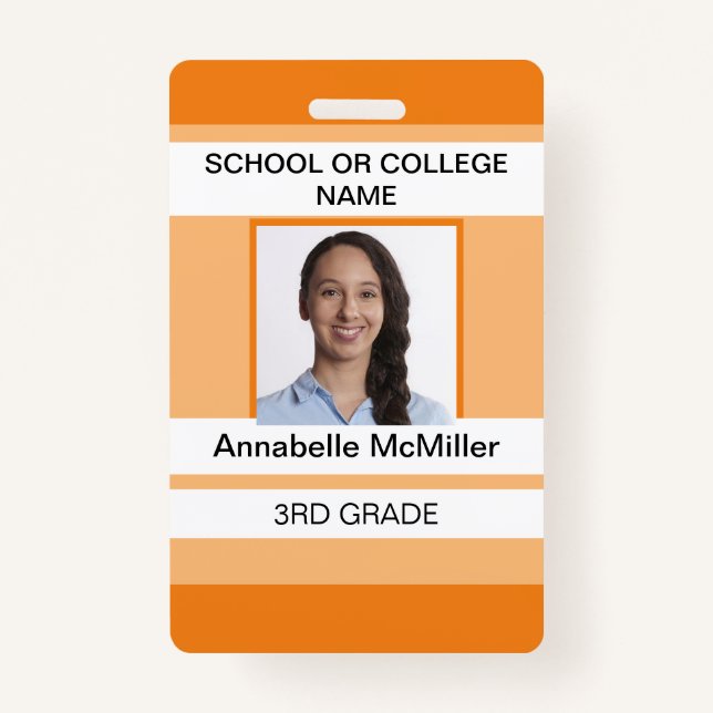 Orange Simple Teacher Ausweis (Vorderseite)