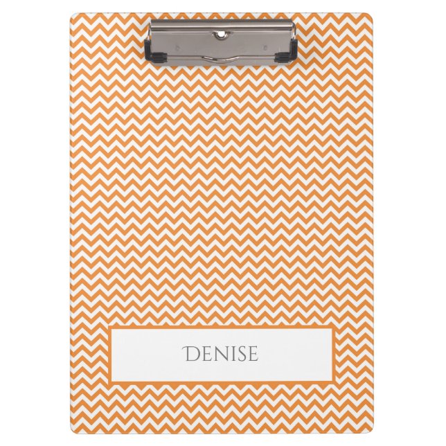 Orange Simple Zickzack Personalisiert Clipboard Klemmbrett (Vorderseite)