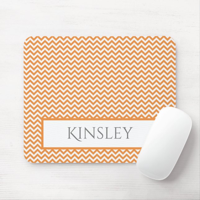 Orange Simple Zickzack Personalisiert Mouse Pad Mousepad (Mit Mouse)