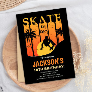 Orange Skateboard Invitations d'anniversaire