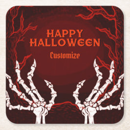 Orange Skeleton Hands Rechteckiger Pappuntersetzer