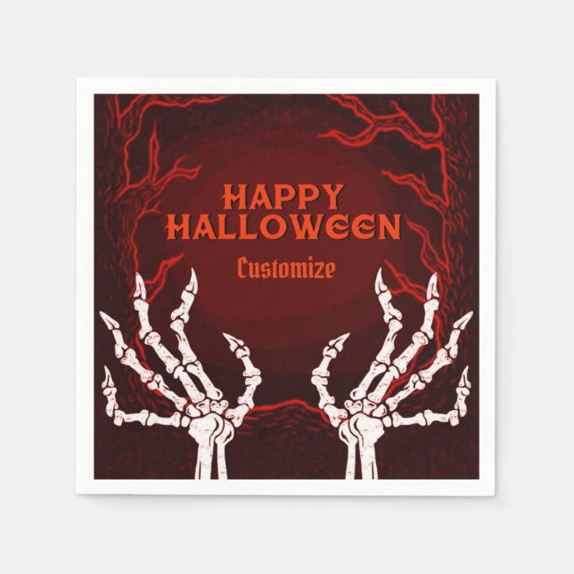 Orange Skeleton Hands Serviette (Vorderseite)