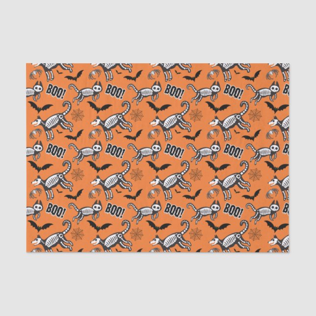 Orange Skeletttiere Seidenpapier (Vorderseite)