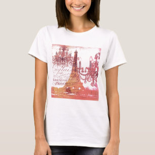 orange Skripte Kronleuchter Paris Eiffelturm T-Shirt