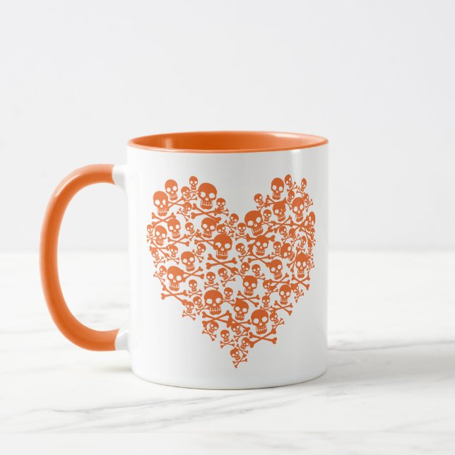 Orange Skull Heart Tasse (Links)