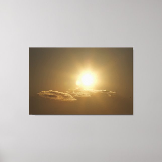 Orange Sky mit Sonne und Wolken Leinwanddruck (Vorderseite)