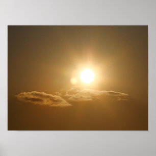 Orange Sky mit Sonne und Wolken Poster