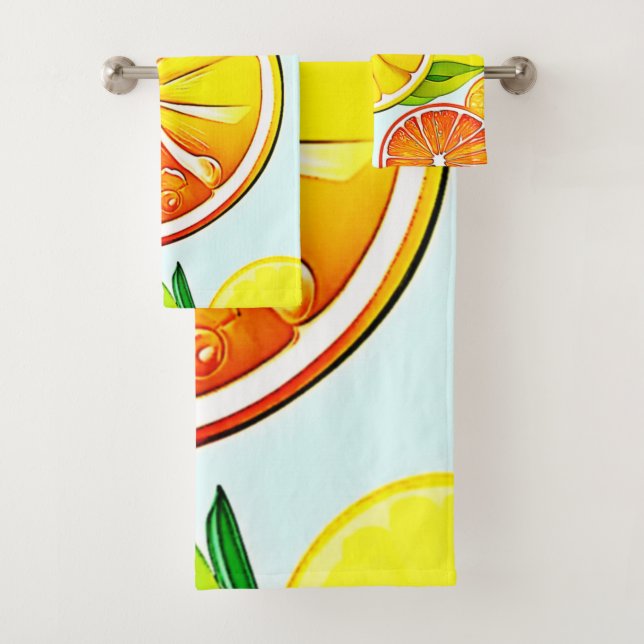 Orange Slice: Citrus Art Badhandtuch Set (Insitu)