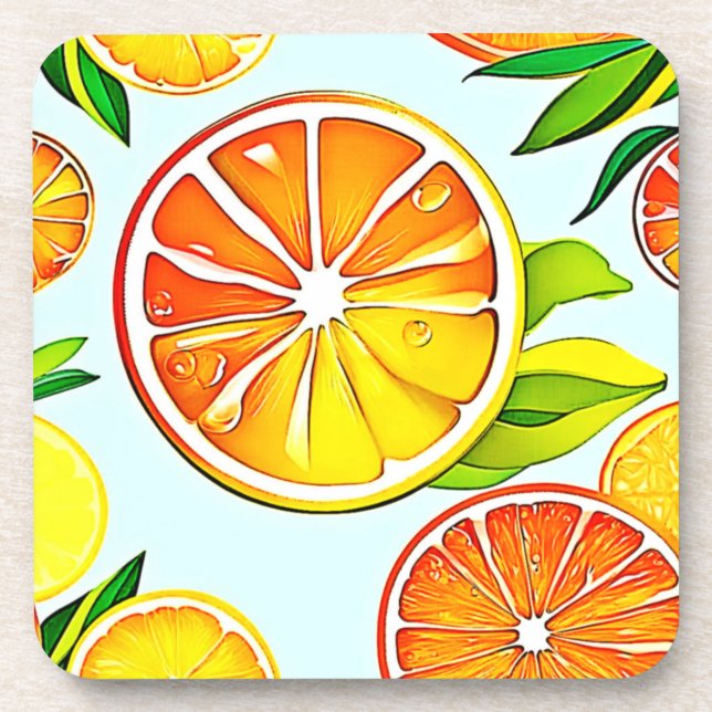 Orange Slice: Citrus Art Getränkeuntersetzer (Vorderseite)